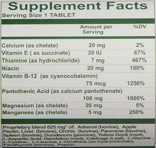 Nutri-West Core Level Adrenal bottle side label with dosage details.