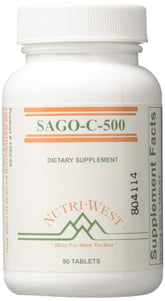 Nutri-West Sago-C-500 90 Tablets bottle front view