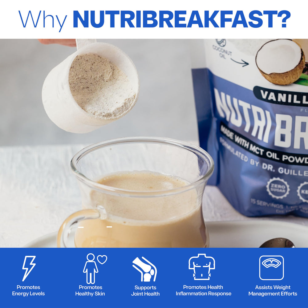 NutriBreakfast packaging in Coffee flavor (15.9 oz) showing label