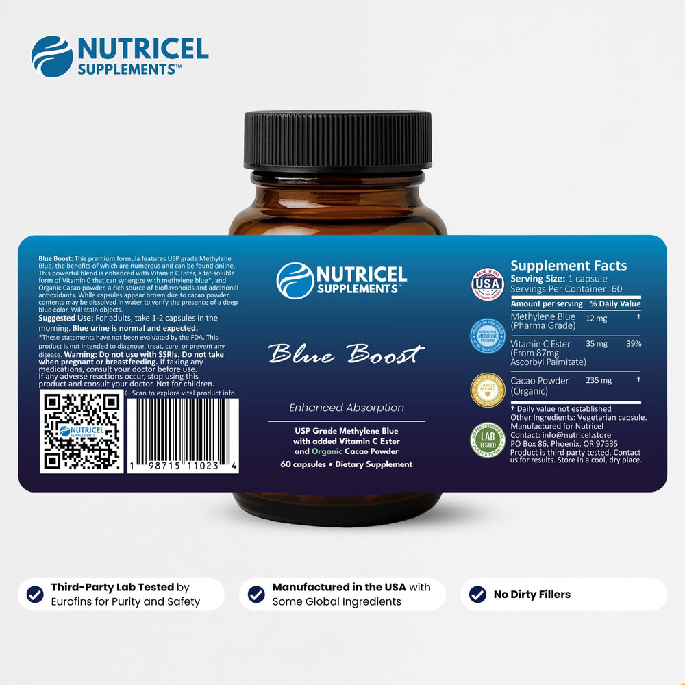 Pharmaceutical grade methylene blue 12 mg label