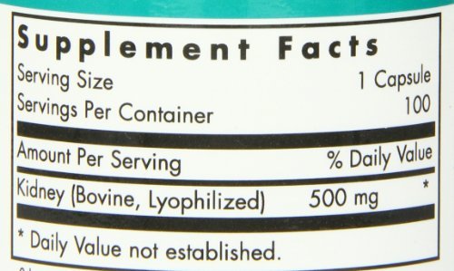 Nutricology Kidney Beef Supplement packaging label