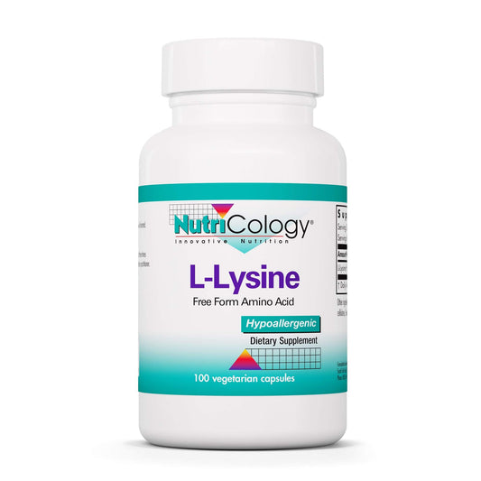 Nutricology L-Lysine 500mg Immune Support Vegetarian Capsules bottle