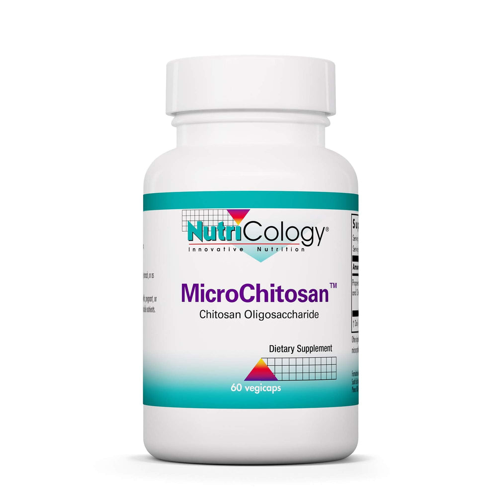 Nutricology MicroChitosan supplement bottle with 60 vegetarian capsules