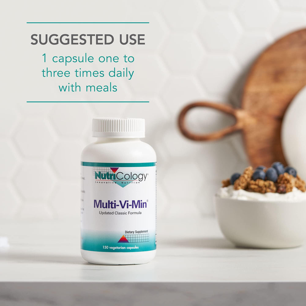 Suggested use and dosage information card beside bottle