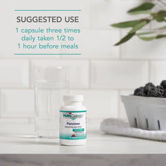 Serving suggestion showing taking 1 capsule before meals
