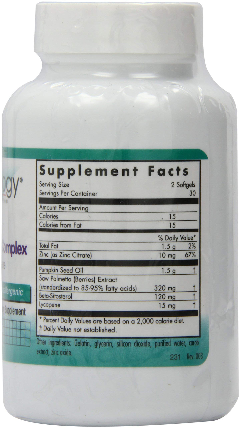 Nutricology logo and product packaging for Saw Palmetto Complex