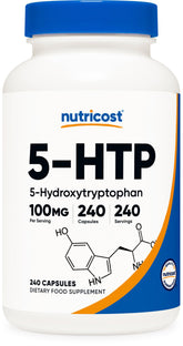 Nutricost 5-HTP 100mg bottle with 240 vegetarian capsules