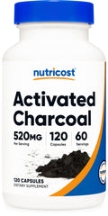 Nutricost Activated Charcoal 520mg - 120 capsules bottle hero image