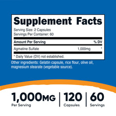 Nutricost Agmatine Sulfate 1000mg bottle with capsules