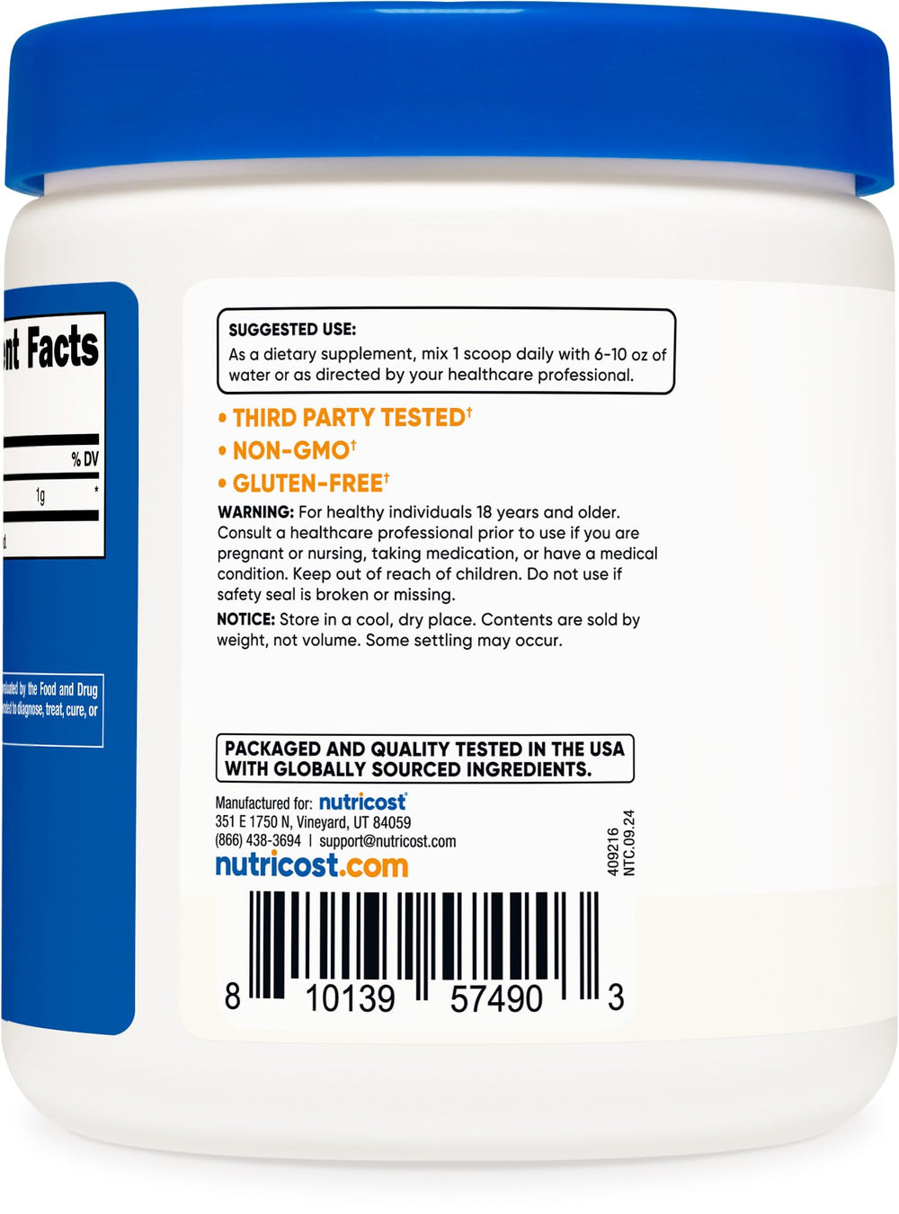 NSF Certified, GMP Compliant, FDA Registered facility badge