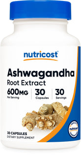 Nutricost Ashwagandha 600mg 30 capsules bottle