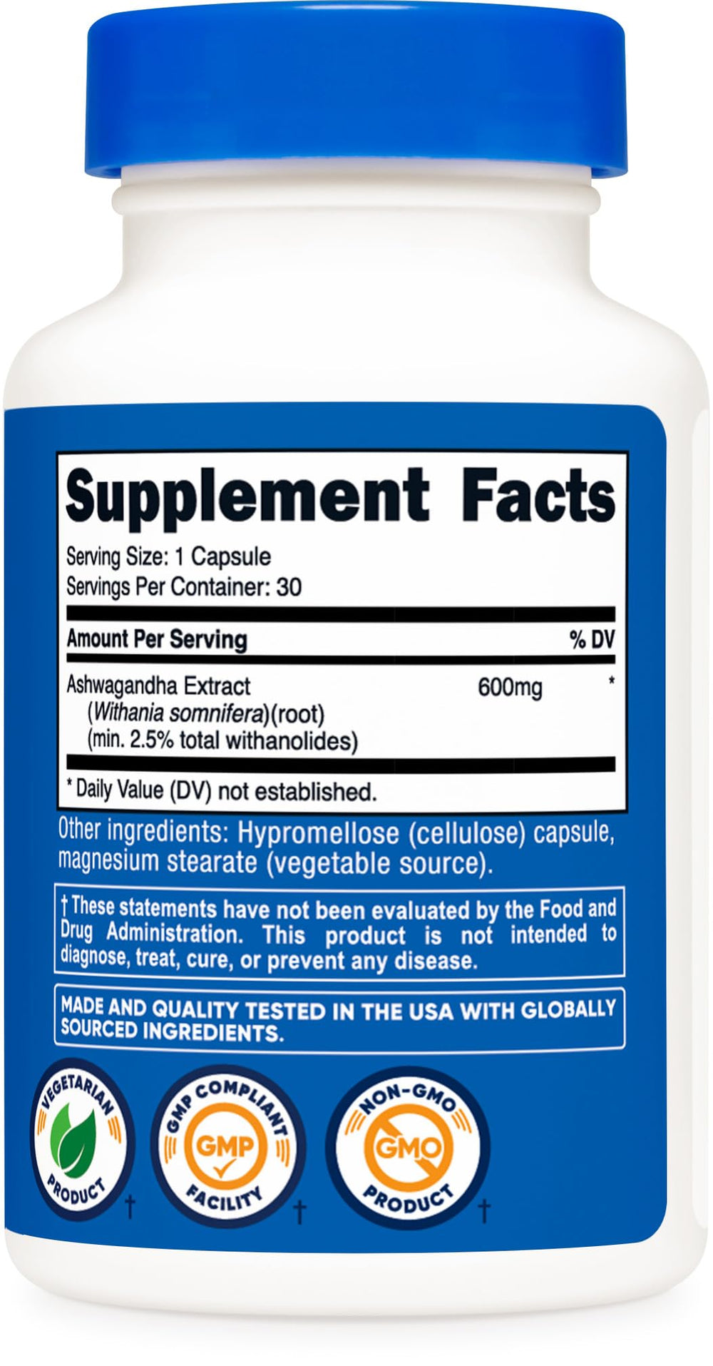 Nutricost Ashwagandha third-party testing certificate