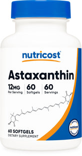 Nutricost Astaxanthin 12mg 60 Softgels bottle front