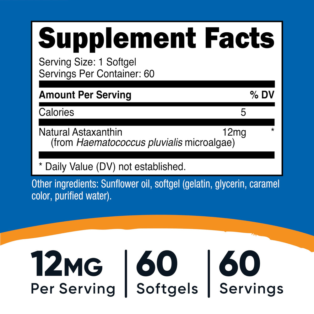 Close-up of Nutricost Astaxanthin 12mg softgels