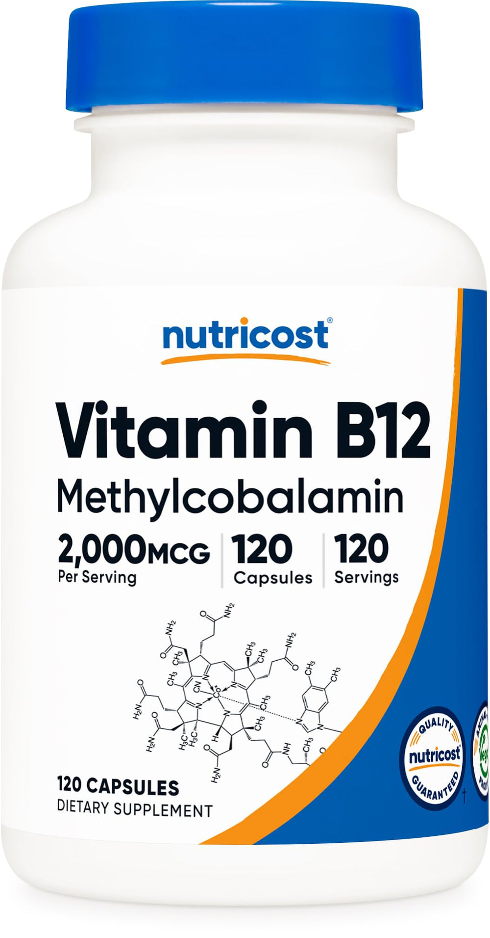 Nutricost Vitamin B12 2000mcg bottle with 120 vegetarian capsules