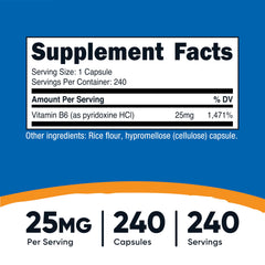 Close-up of Nutricost B6 capsules