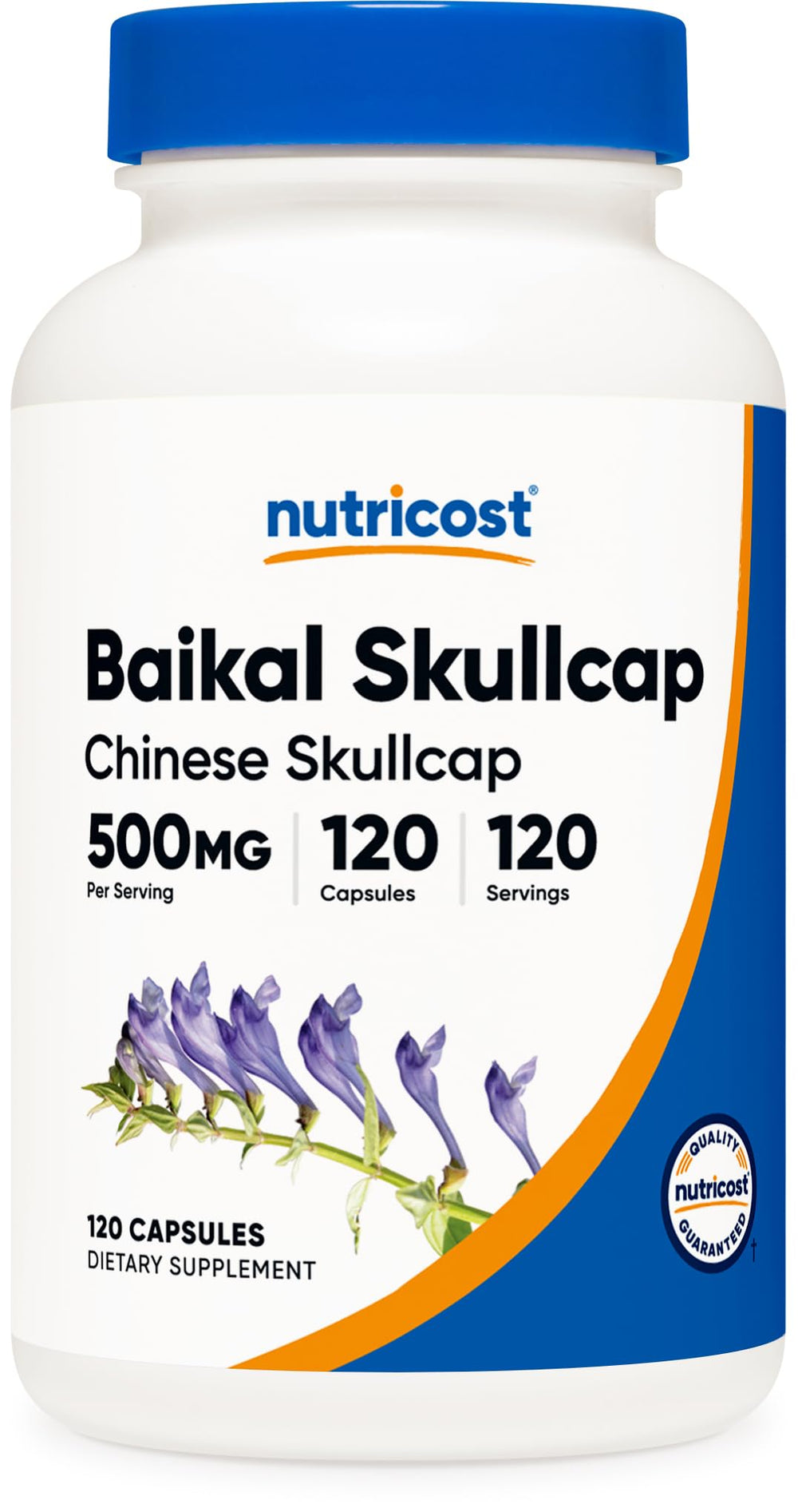 Nutricost Baikal Skullcap 500mg 120-Count Vegetarian Capsules Bottle