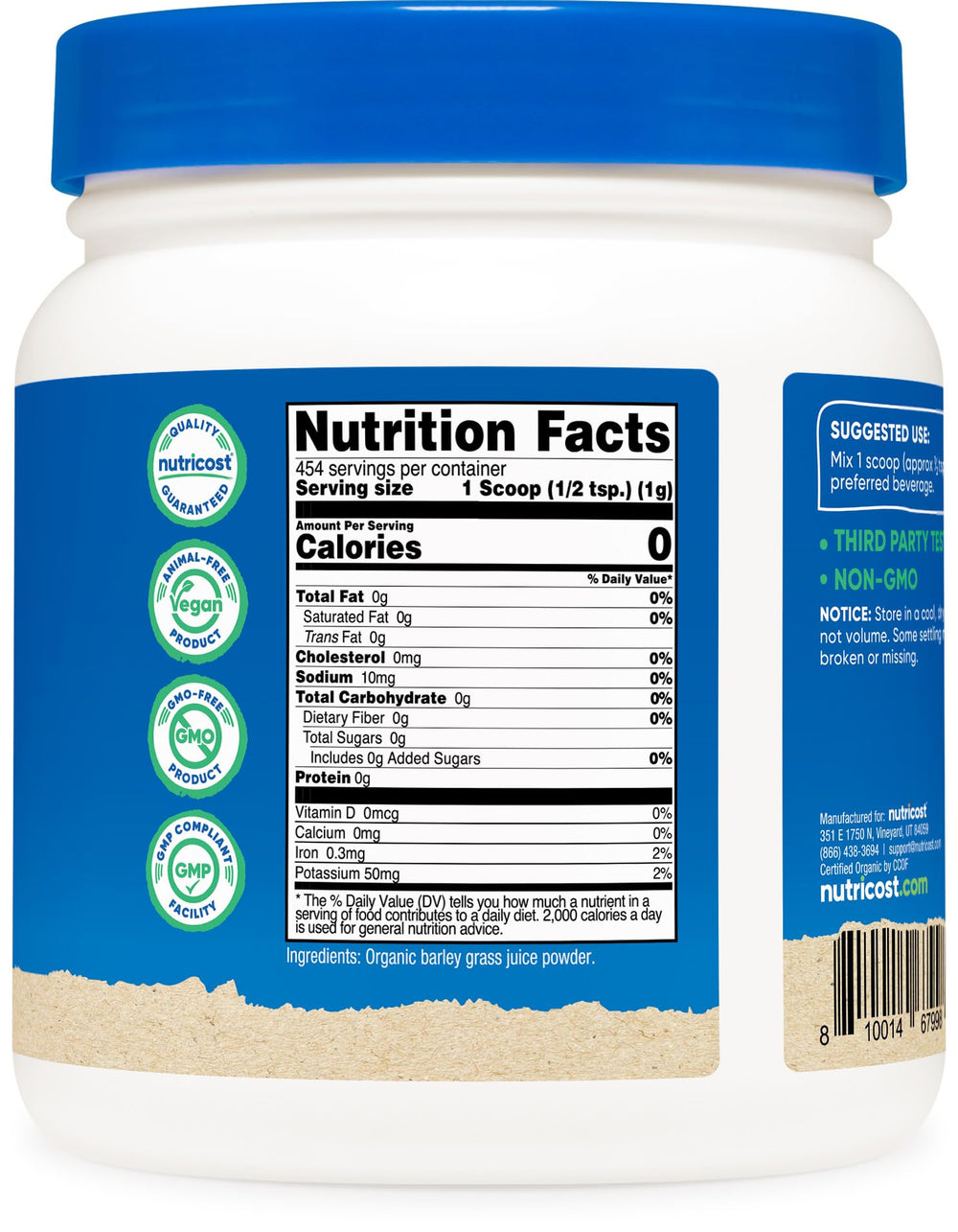Third-party testing and quality assurance label on packaging