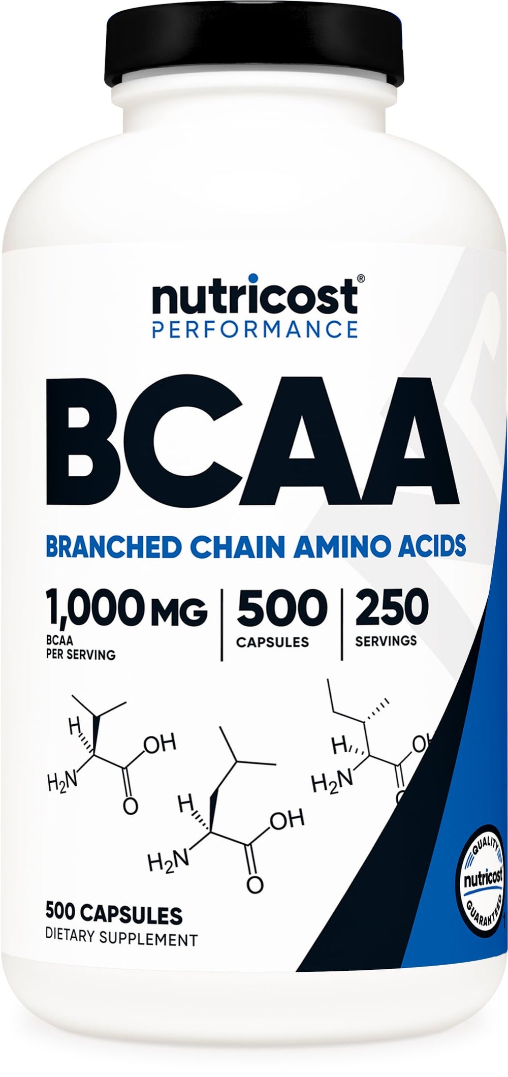 Nutricost BCAA 1000mg bottle with 500 capsules