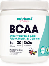 Nutricost BCAA for Women Strawberry Lemonade bottle front view