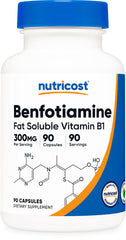 Front view of Nutricost Benfotiamine 300mg bottle