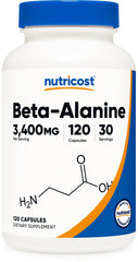 Nutricost Beta-Alanine 3400mg bottle - front view