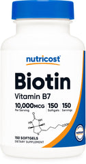 Nutricost Biotin 10,000 mcg bottle - gluten free and non-GMO