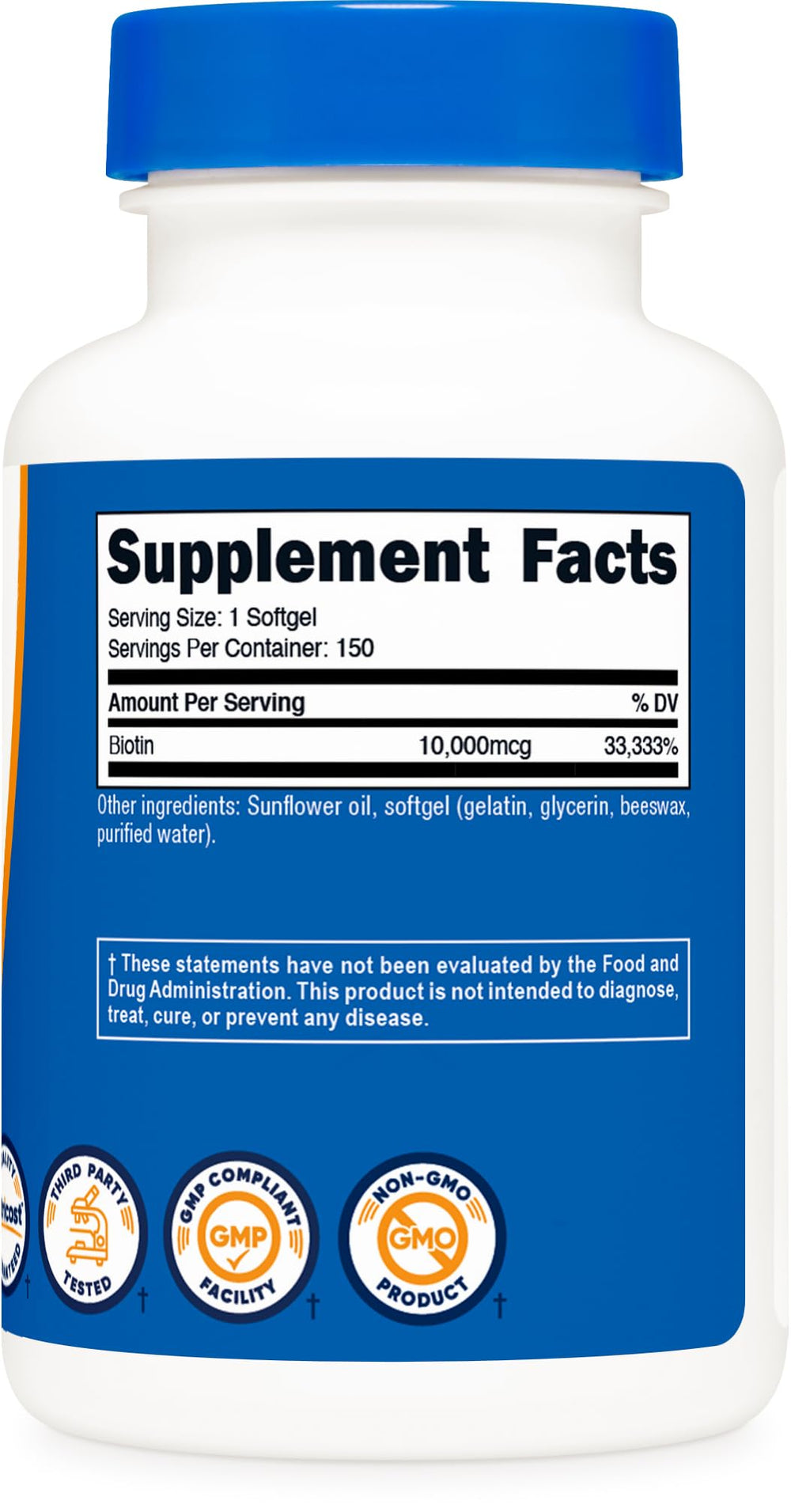 Biotin ingredients and nutrition facts label