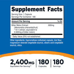 Bottle label close-up for Nutricost Bitter Melon 600mg