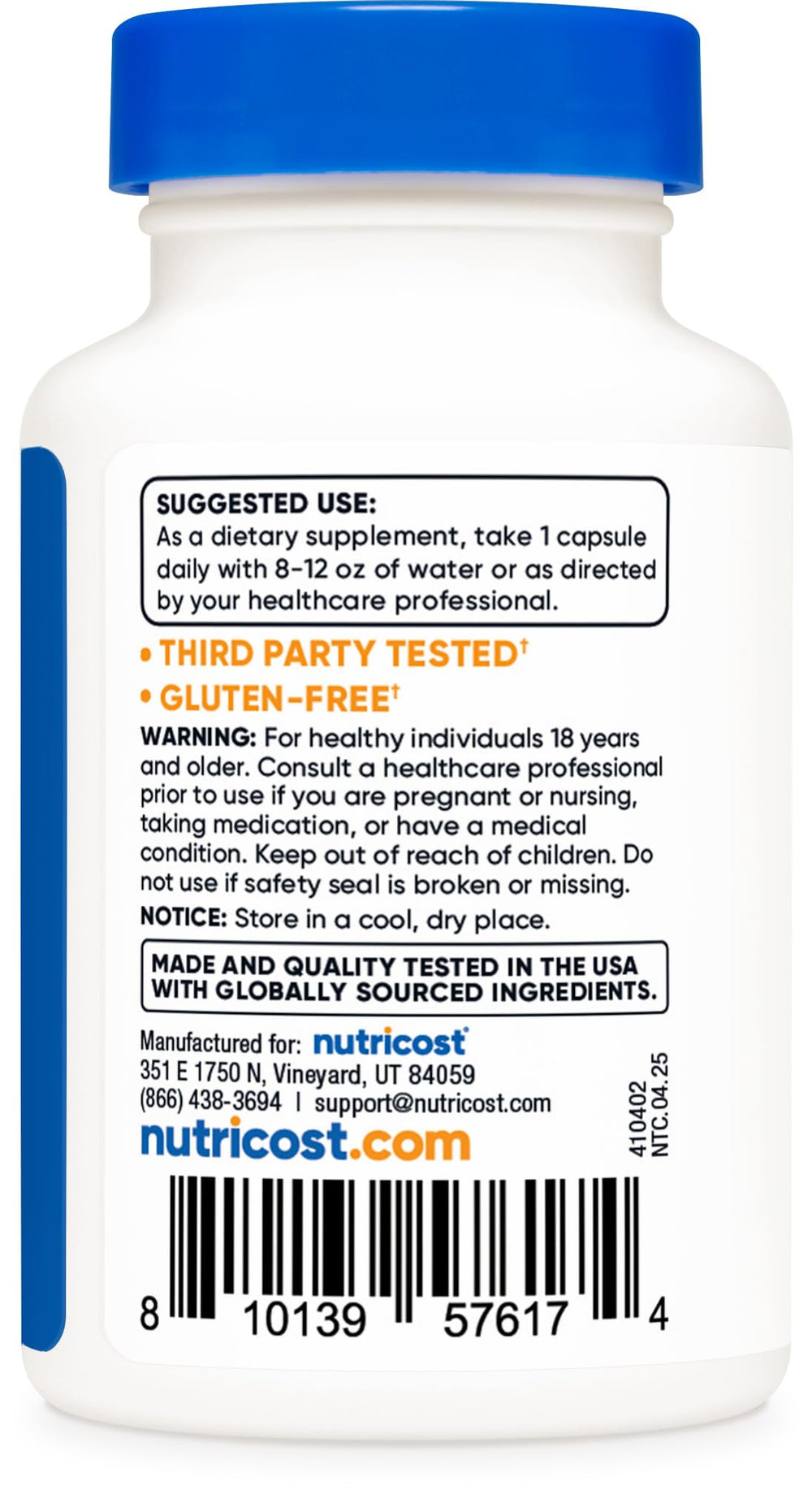 GMO-free, gluten-free, vegan product label