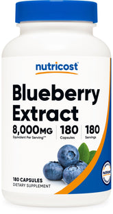 Nutricost Blueberry Extract bottle front with label