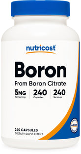Nutricost Boron 5mg bottle with 240 vegetarian capsules