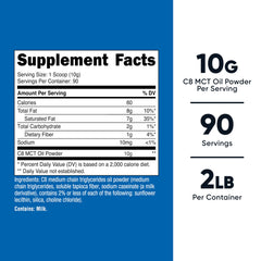 Nutricost C8 MCT Oil Powder scoop demonstrates convenient serving size for quick boosts