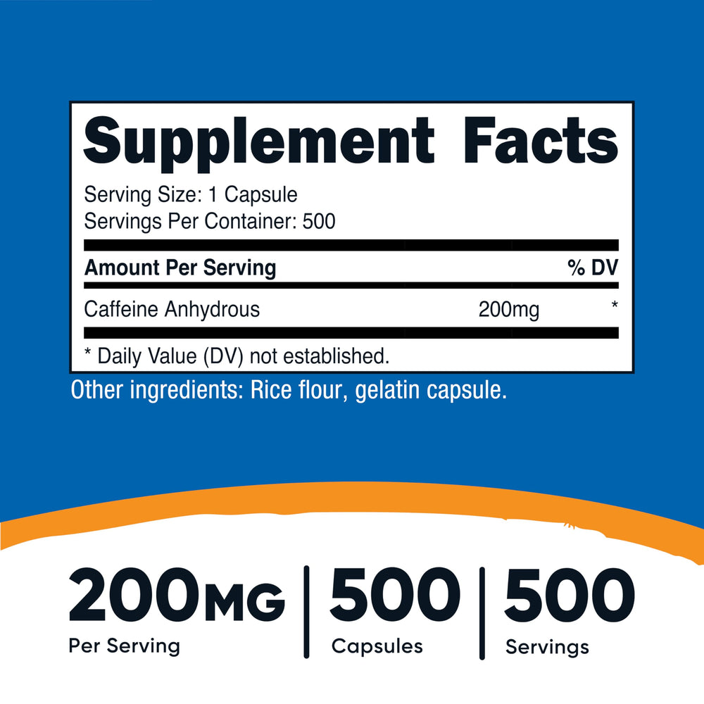 Nutricost caffeine pills packaging