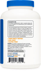 Close-up of Nutricost caffeine capsules
