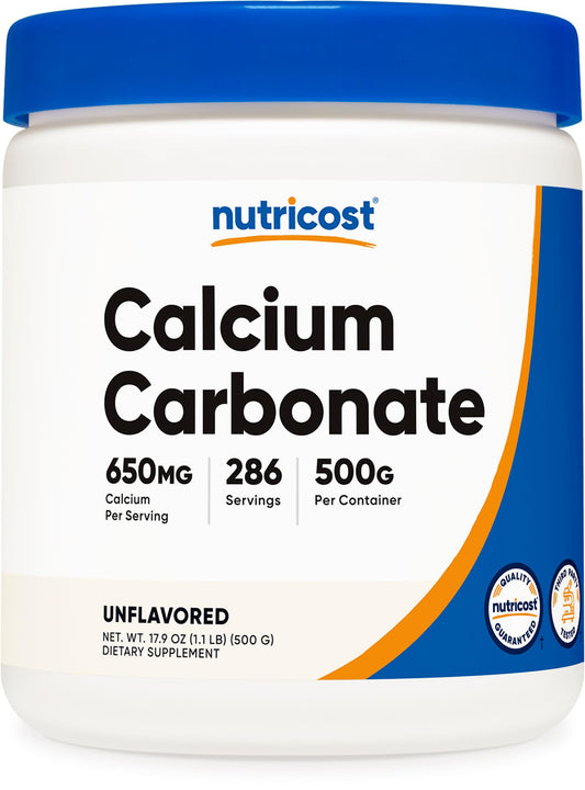 Nutricost Calcium Carbonate Powder 500g - front view