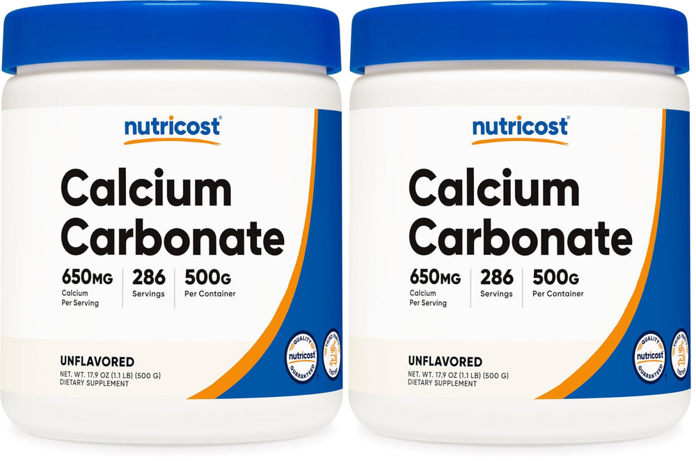 Nutricost Calcium Carbonate Powder 500g bottle, pack of 2