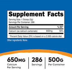Two 500g bottles of Nutricost Calcium Carbonate Powder