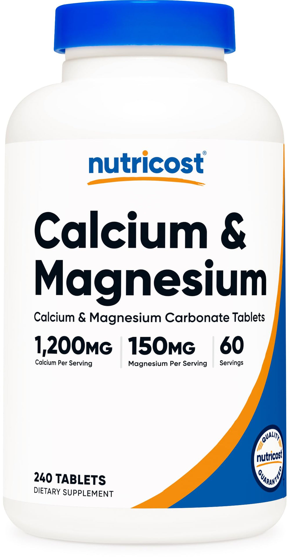 Nutricost Calcium & Magnesium Carbonate bottle label – 240 tablets