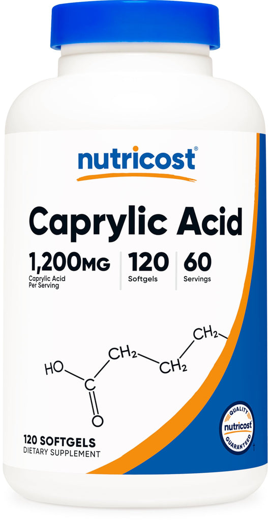Nutricost Caprylic Acid 1200mg bottle - front view