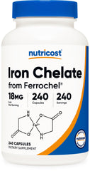 Nutricost Chelated Iron 18mg bottle with 240 capsules
