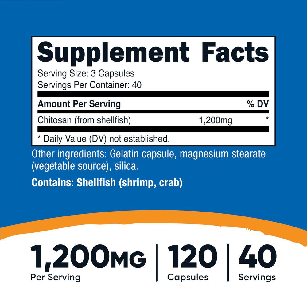 Nutricost Chitosan bottle with 120 capsules