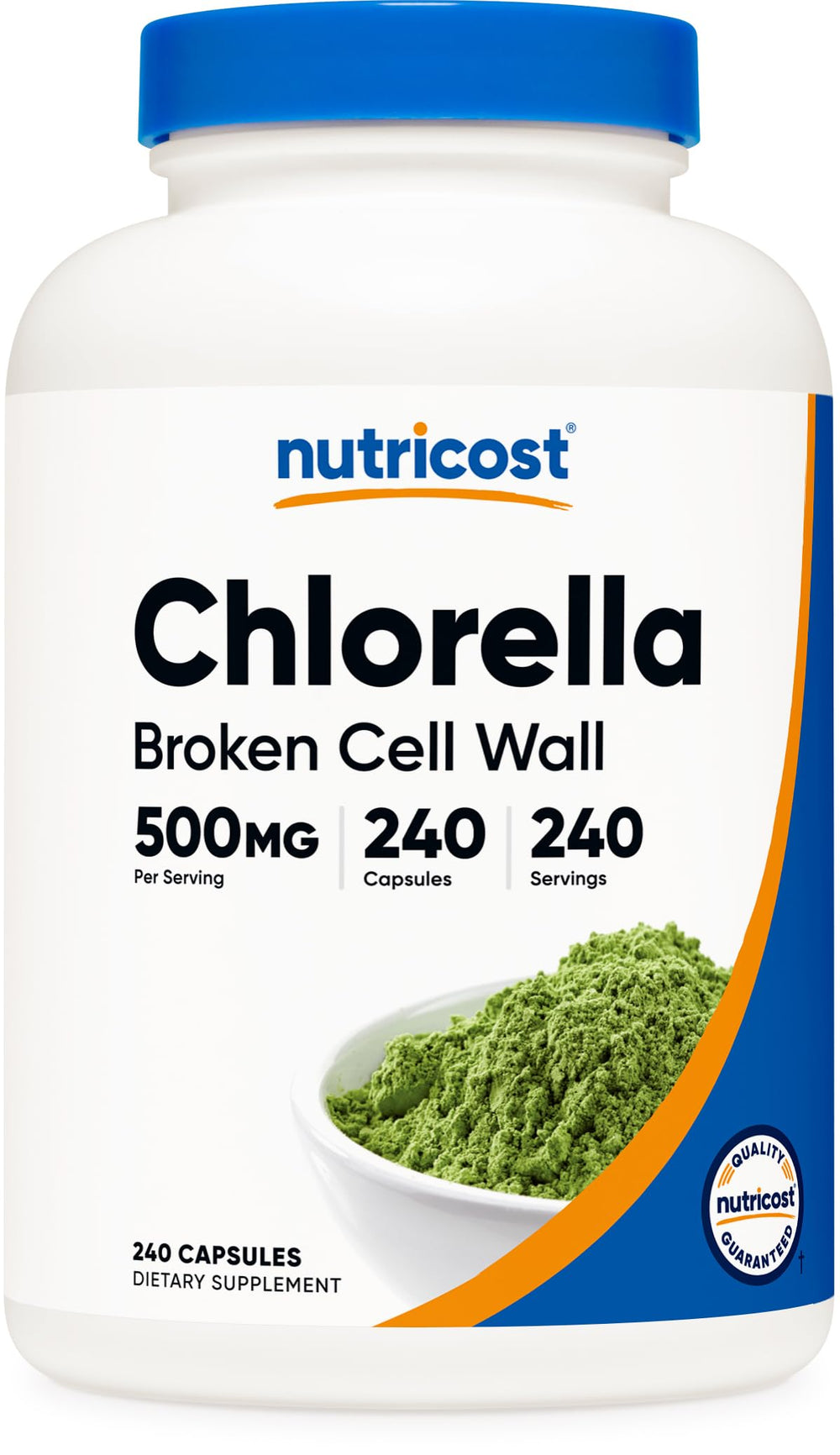 Nutricost Chlorella capsules bottle with 240 capsules