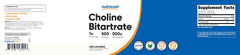 ISO-accredited third-party lab testing certificate for Nutricost Choline Bitartrate Powder