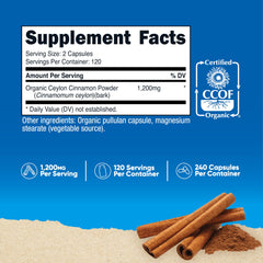 Close-up of Nutricost Cinnamon Capsules bottle and label