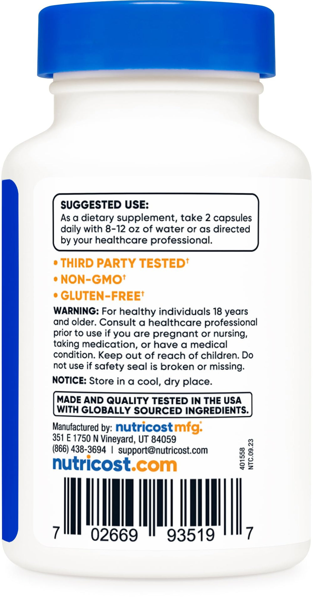 Serving size information showing 500mg per serving
