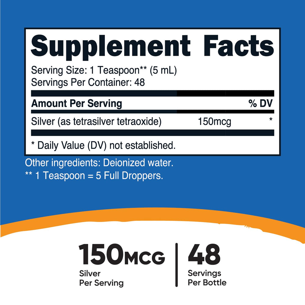 Side view of Nutricost Colloidal Silver 8oz bottle