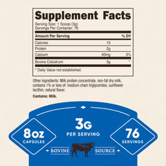 Nutrition label highlighting 3 g per serving and 76 servings