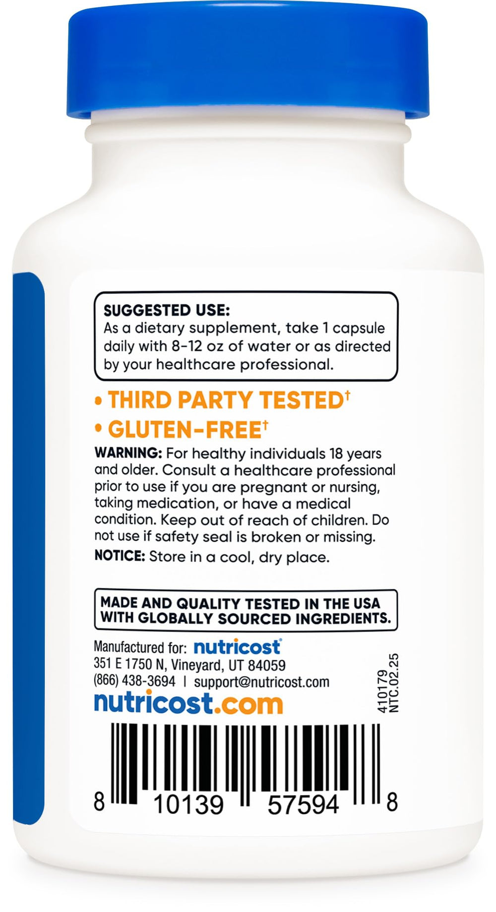 Facility badge indicating NSF Certified, GMP Compliant, FDA Registered