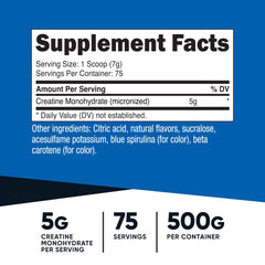 Full bottle of Nutricost Creatine Monohydrate Coastal Explosion 500g